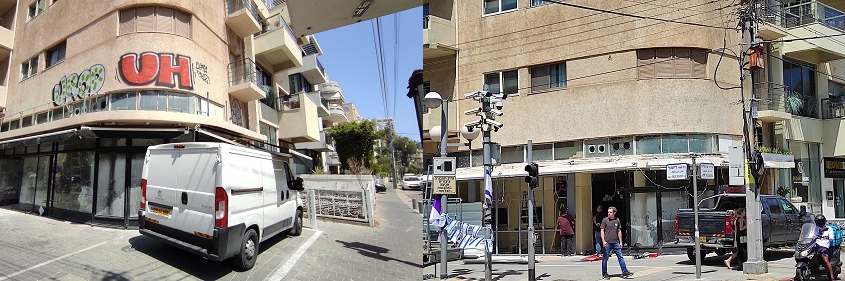 clear_grafiti_madeus קליר הסרת גרפיטי מקיר בניין לפני ואחרי